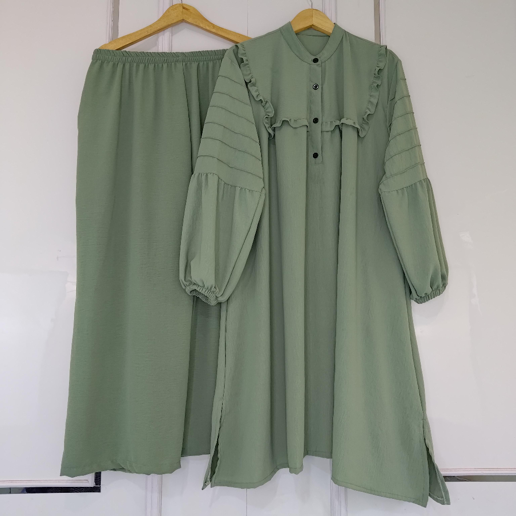 Seyelan Cod 2026 Setcel Lebaran Tunik 1 Setelan Wanita Lebaran 2026 One Set Bj Stelan Muslim Setelan