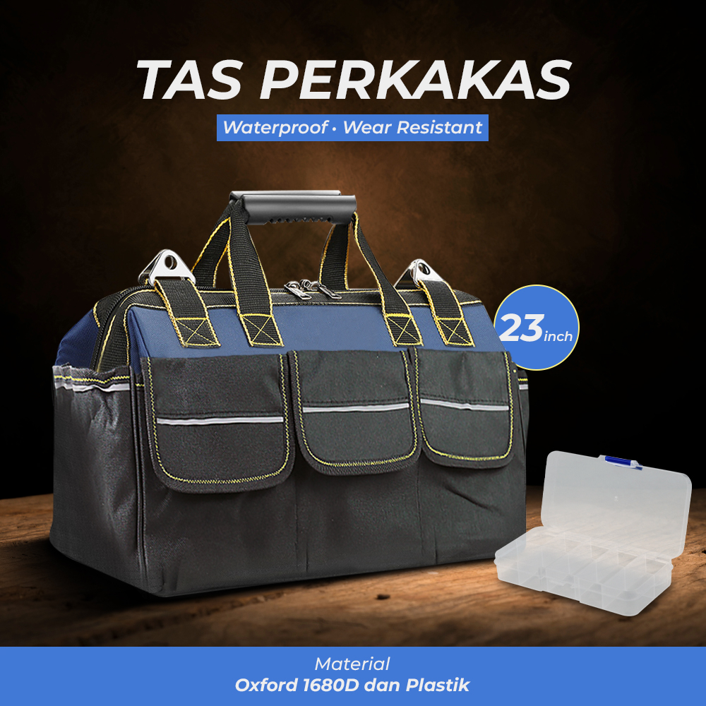 Tas Perkakas Storage Tool Bag Waterproof Wear Resistant 23 Inch - A02584 - Blue
