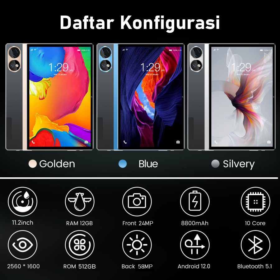 【Bisa COD】Tablet PC Asli Baru Galaxy Tab P50 Pro 12GB+512GB Tablet Android 11.2inch Layar Full Screen Layar Besar Wifi 5G Dual SIM Tablet Untuk Anak Belajar hp tablet tab advan Tablet Gaming kantor Tablet Murah tablet murah