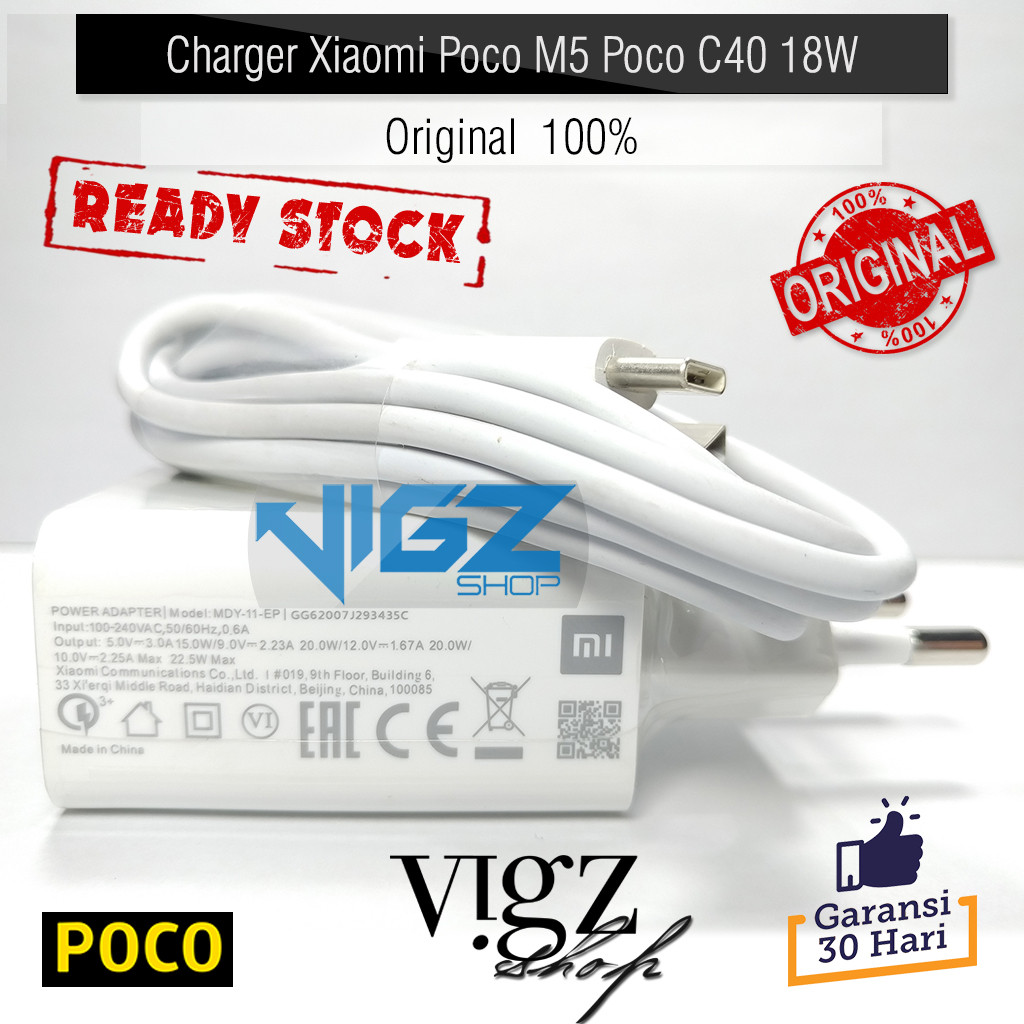 Charger Xiaomi Poco M5 Poco M3 Pro Poco C40 18W Original 100%