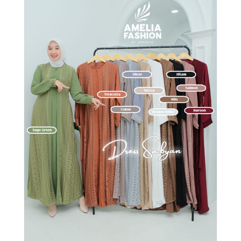 GAMIS BRUKAT POLOS/SABYAN ABAYA DRESS BRAND AMELIA