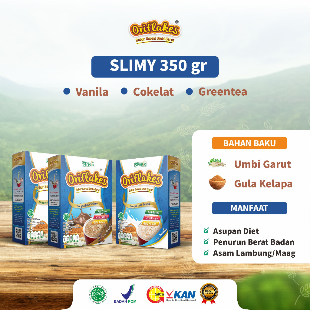 

Oriflakes Slim Sereal Umbi Garut Solusi Tepat Diet Sehat Asam Lambung Maag Dan Gerd 350 Gram
