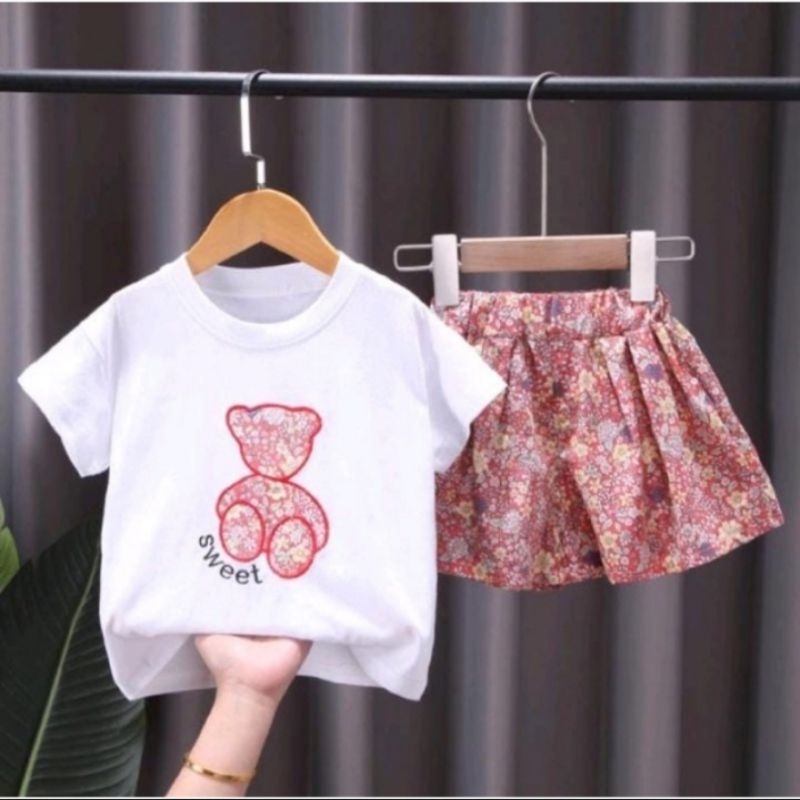 SETELAN PAKAIAN ANAK PEREMPUAN MOTIF SWEET GIRL 1-5 THN