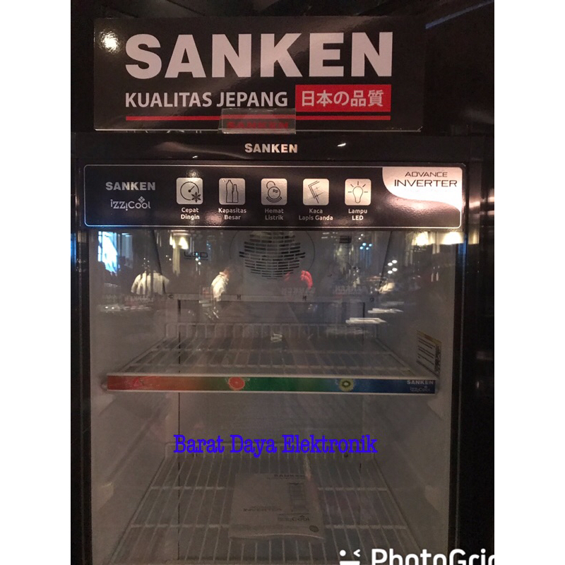 Showcase Sanken Showcase Inverter 220L SRS-288V-BK 5 Rak 220 Liter /SRS 288 VBK Pendingin Minuman Inverter Hemat LisTrik 50%