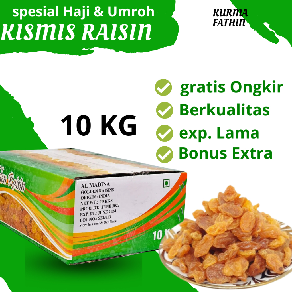 

Kismis Arab Jumbo Golden Raisin 10 KG Rasa Asam Manis Oleh Oleh Haji dan Umroh