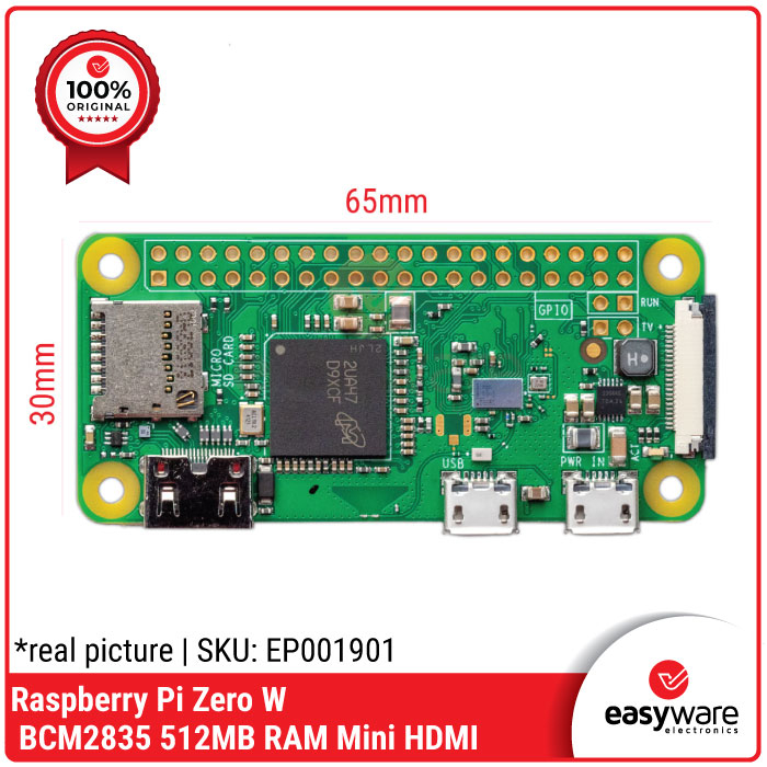 Raspberry Pi Zero W BCM2835 1 GHz 512MB RAM Mini HDMI