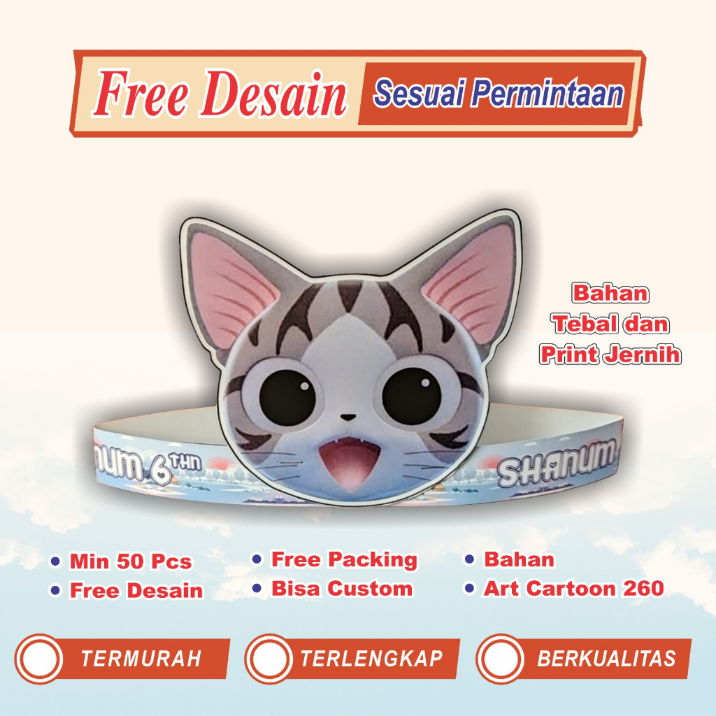 TOPI ULTAH ANAK CUSTOM / TOPI PESTA CUSTOM