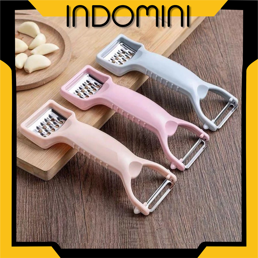 INDOMINI Pisau Pengupas / Parutan Kulit Buah dan Sayur + Parutan Keju / Peeler 2 In 1 Serbaguna Stainless R874