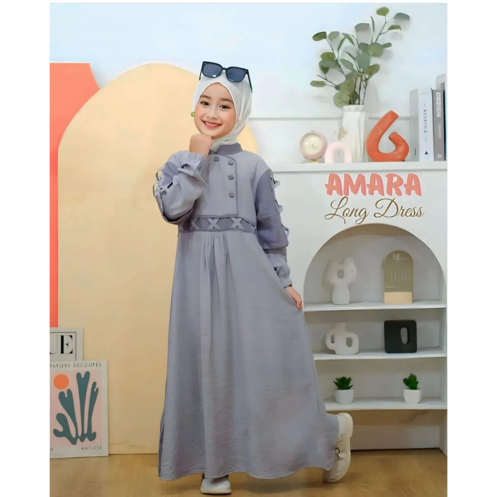 Best Seller - Amara maxy kids Gamis Wanita anak Terbaru 2023 Elegan Gamis anak Kekinian Viral Gamis 