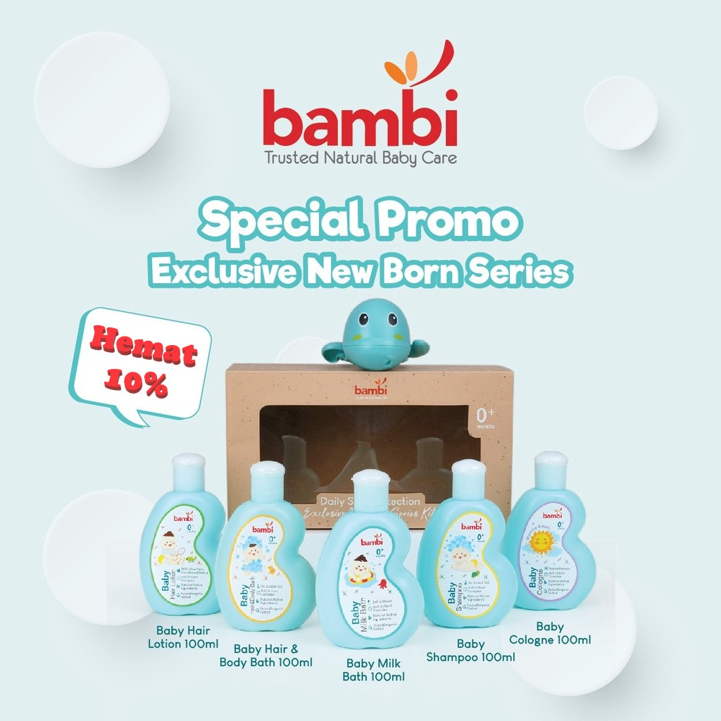 BAMBI Exclusive Newborn Kit Series | Paket Cologne / Baby Bath / Shampoo / Hair Lotion