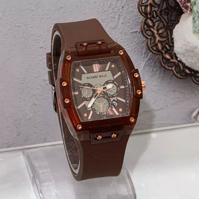 (Cod)Jam Tangan Wanita RMM Crono 3 Varisi Tanggal Strap Karet/Rubber(Dikirim Jakarta)