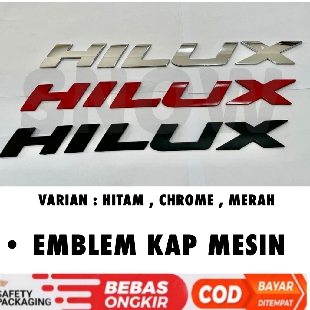 Emblem Kap Mesin Hilux Hitam Chrome Merah