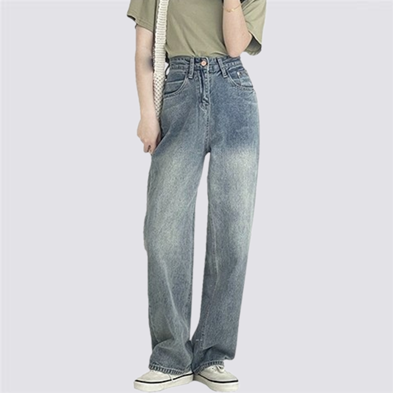 XIAOZHAINV Korean Style Celana Jeans Wanita Panjang/ Straight Loose High Waist Pants 0791