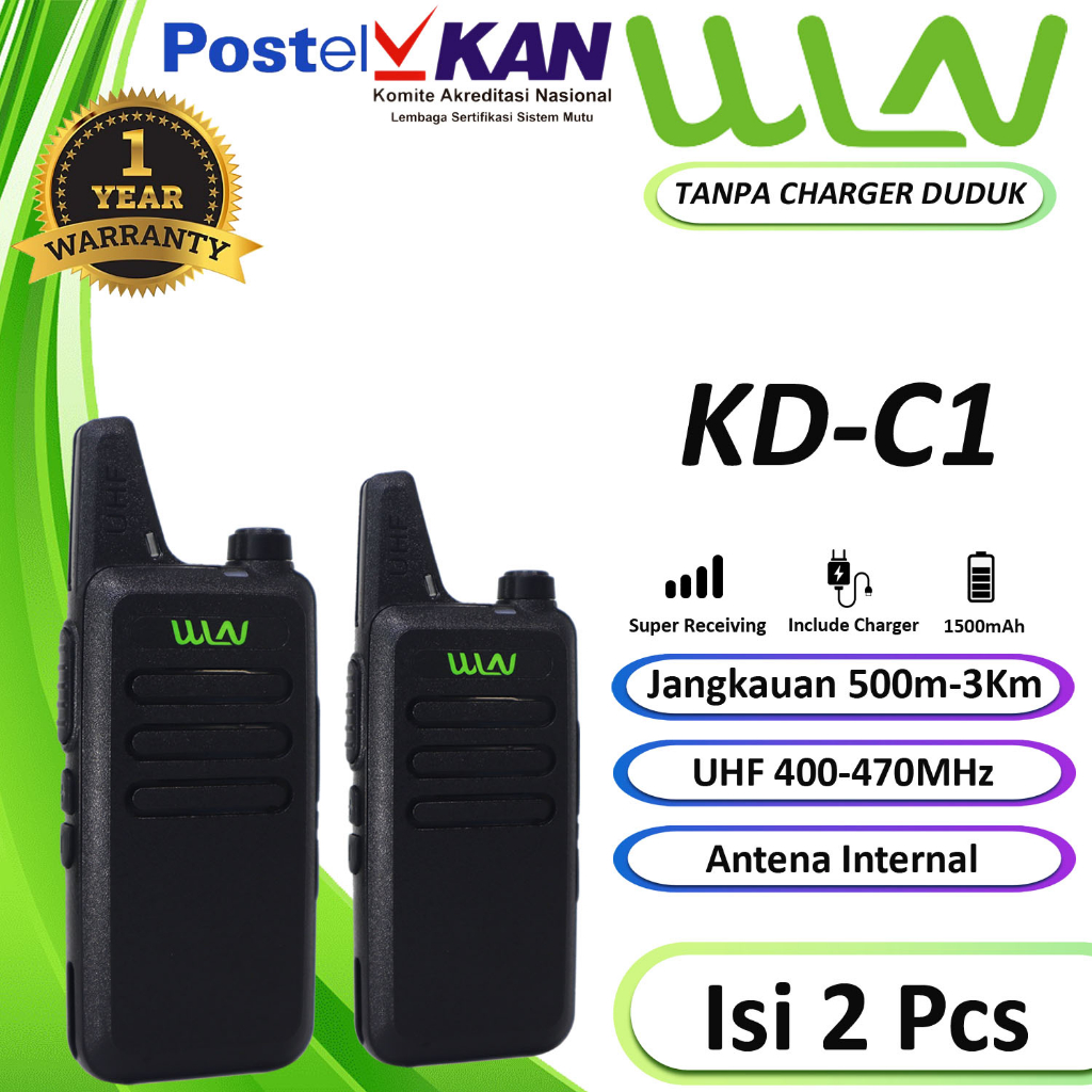 HT WLN KD-C1 HITAM, MERAH, PUTIH (TANPA DESKTOP/CHARGER DUDUK) ISI 2PCS