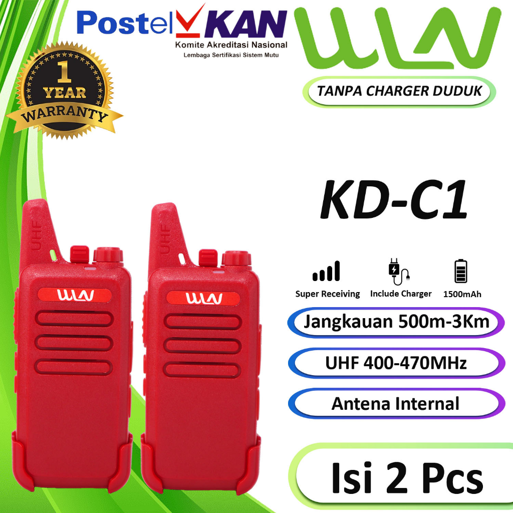 HT WLN KD-C1 HITAM, MERAH, PUTIH (TANPA DESKTOP/CHARGER DUDUK) ISI 2PCS