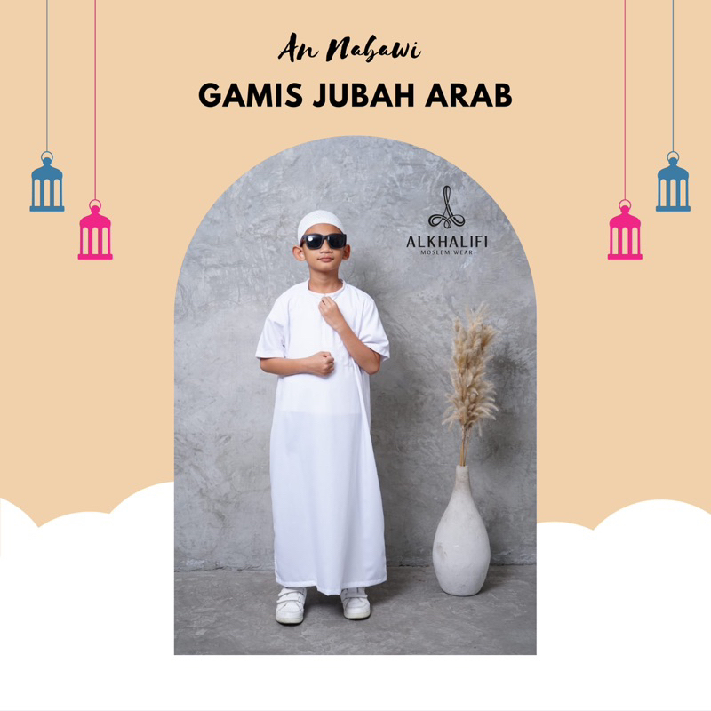 Terbaru - Qomis Koko Gamis Jubah Arab AN NABAWI - PUTIH POLOS | Koko anak bayi balita aqiqah