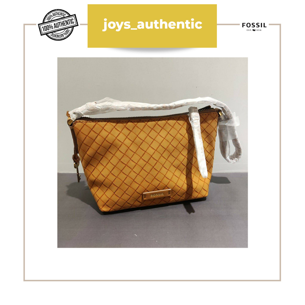 Tas Wanita Fossil Julianna Mini Hobo Coklat Tan Woven Camel Woman Bag Authentic Original