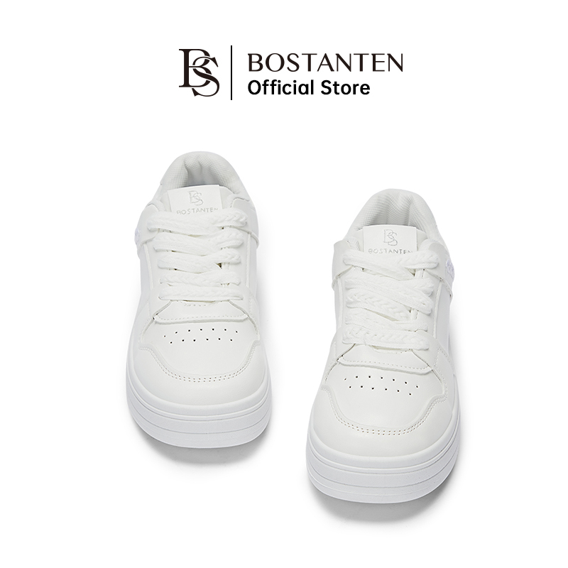 【New Arrival】BOSTANTEN Sepatu Sneakers Wanita Warna Putih Shoes Kasual Gaya Korea Klasik Putih Pink 36-40