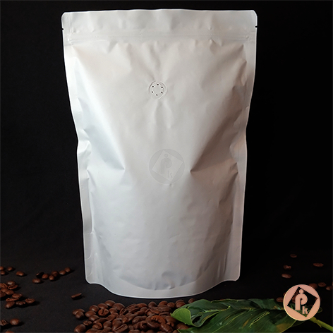 Kemasan Standing Pouch Putih 1kg Alufoil | Kemasan Kopi Standing Pouch