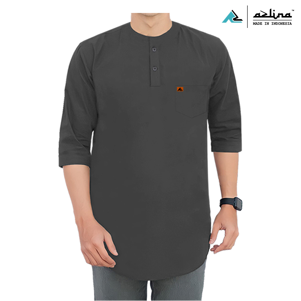 (COD) BAJU KOKO KAOS KURTA PRIA DEWASA ORIGINAL AZLINA BAHAN COTTON COMBADE 24S KEKINIAN