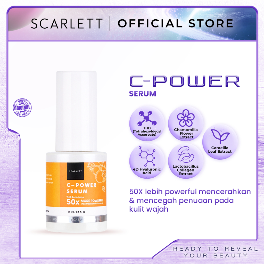 Scarlett Whitening C-Power Serum mencerahkan wajah