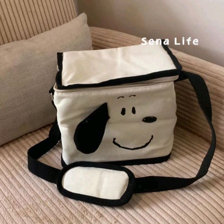 TAS SNOOPY / TAS BEKAL SNOOPY / TAS KANVAS SNOOPY / TAS MAKANAN IMPORT KARAKTER