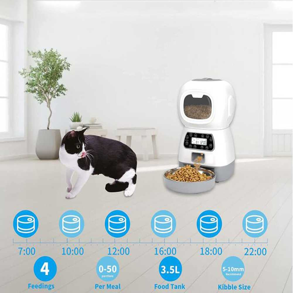 Tempat Makan Hewan Peliharaan Anjing Kucing Otomatis Pet Food Dispenser 3.5L