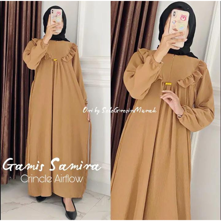 Gamis Samira Crincle Airflow Terbaru LD 110cm