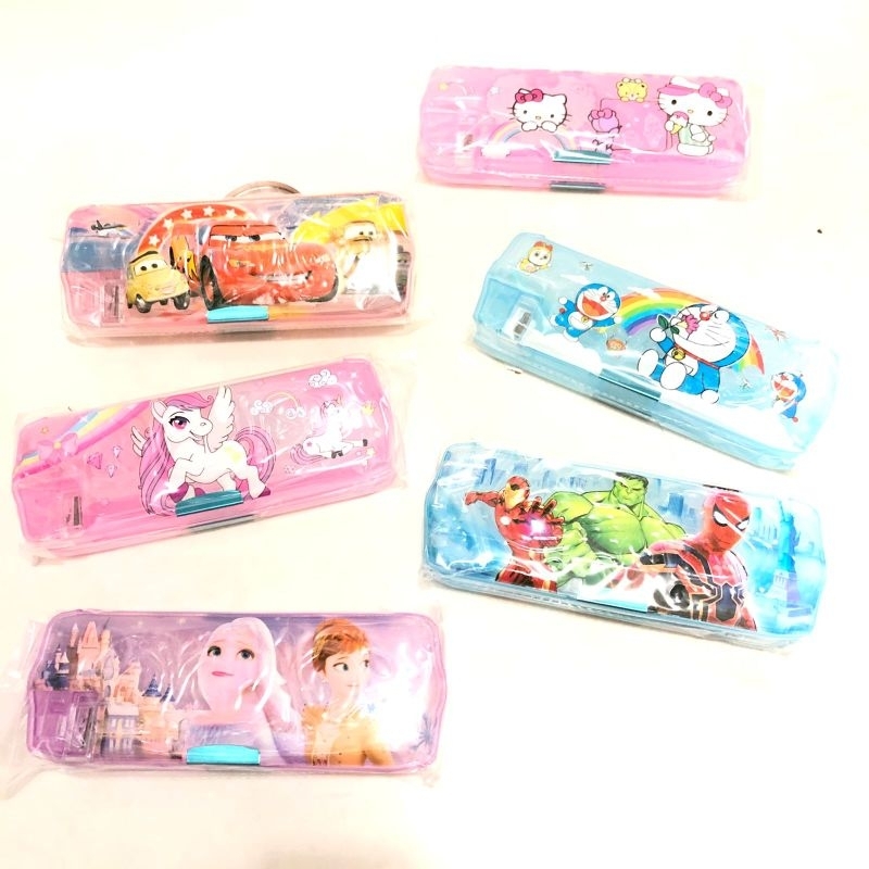 GP9363 Kotak Pensil / Tempat Pensil / Dogrip Peralatan Tulis Dusgrip Karakter Unicron Cars Doraemon Hulk Hello Kitty