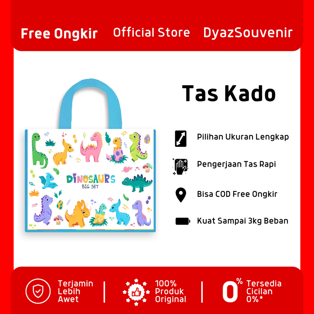 

TERMURAH Tas Ultah DINOSAURUS anak/ Tas Ulang Tahun/goodiebag Ultah