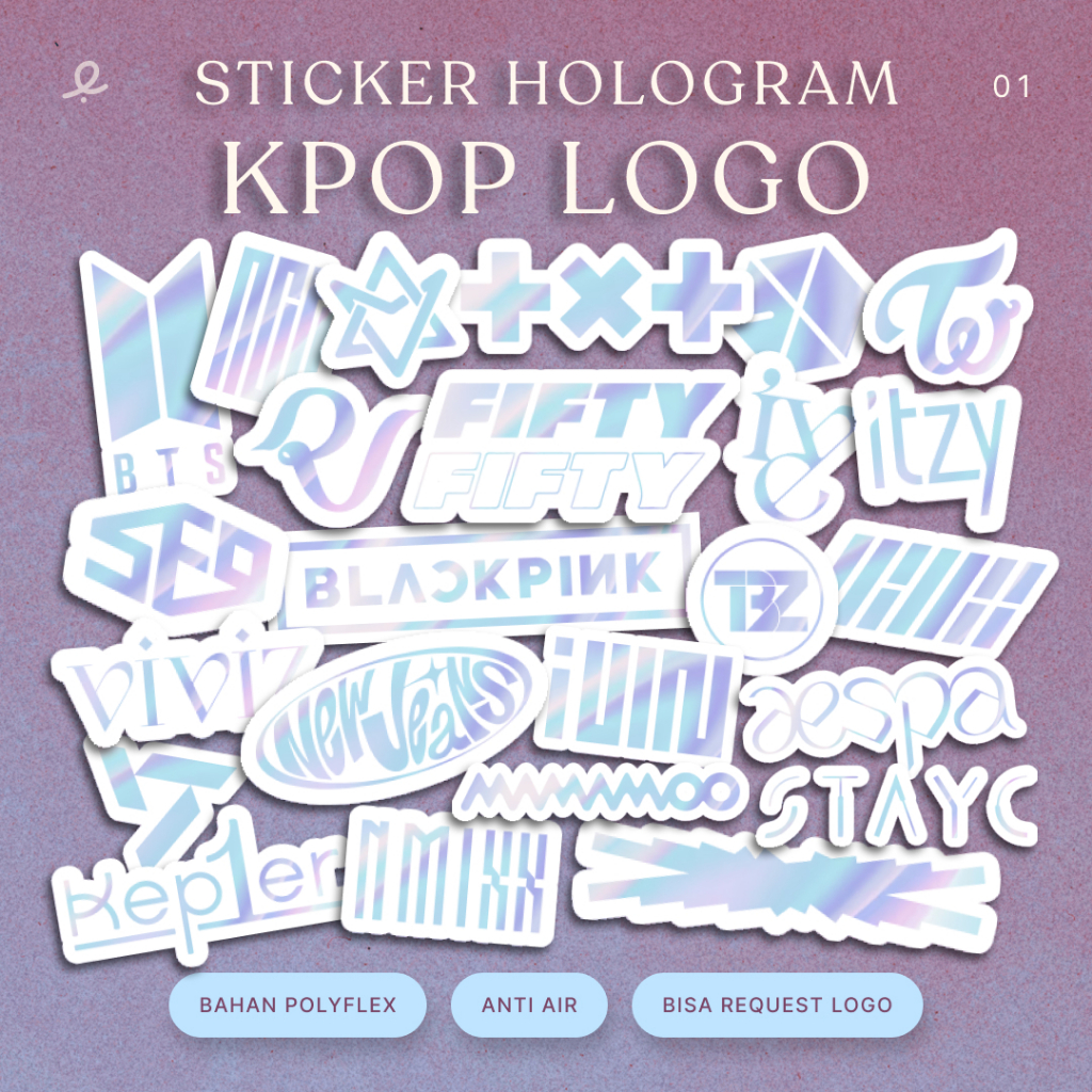 

Sticker vinyl cutting Kpop logo hologram | Anti air | Sticker helm | Sticker balon PVC