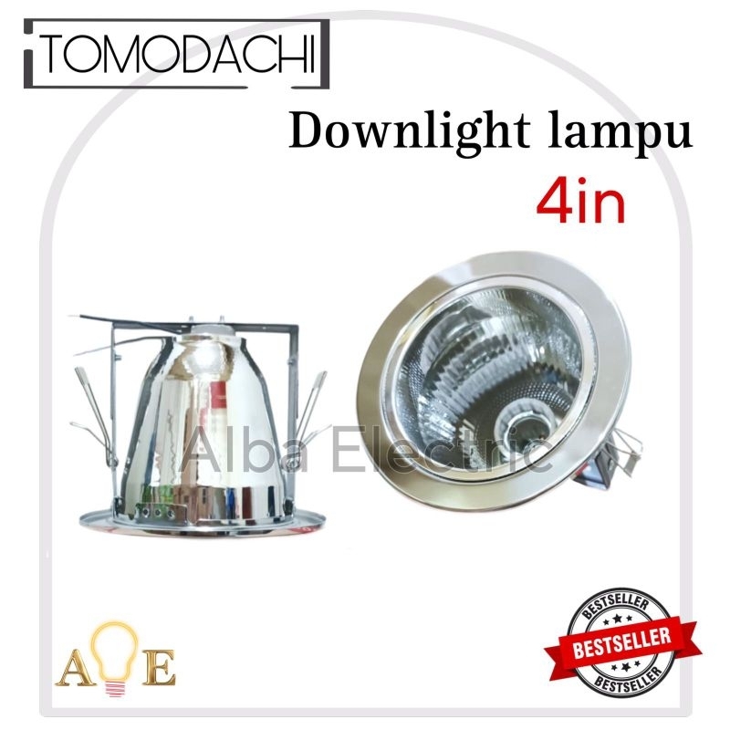 Kap Downlight 4 Inch Silver SNI Rumah Lampu Downlight Corong 4&quot; Chrome Tomodachi