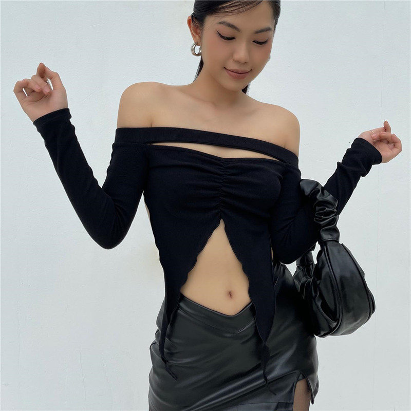 【AMY J】Korean Off Shoulder Black Top 7599 ( S/M/L)