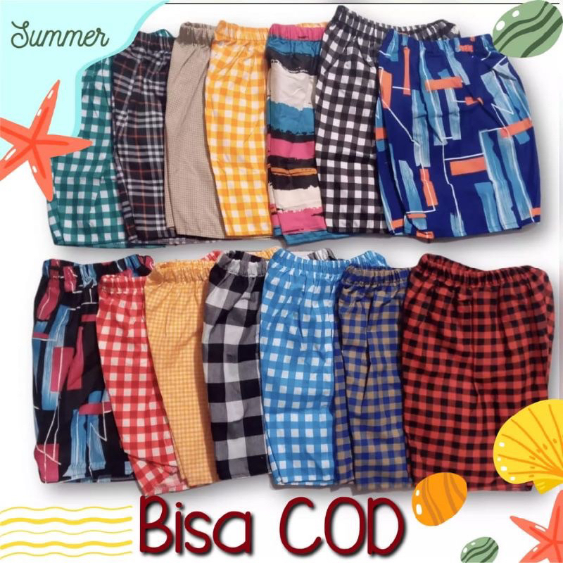 Celana Pendek Anak Cewek dan Anak Cowok Size S-XXL Motif dan Polos Bisa COD