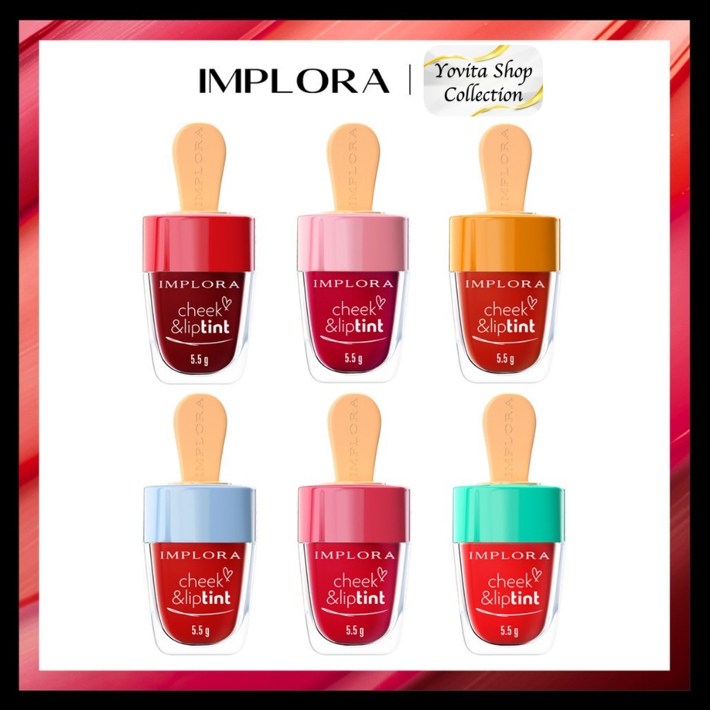 Implora Cheek &amp; Liptint 5.5gr BPOM | Lip Tint Implora 6 Varian 100% Original