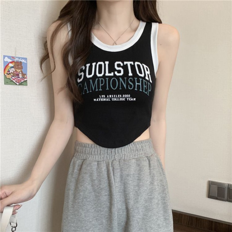 Tanktop Atasan Wanita Import 100% (Suolstor T132) Tank top Crop top Cup Bra Bahan elastis dan Lembut