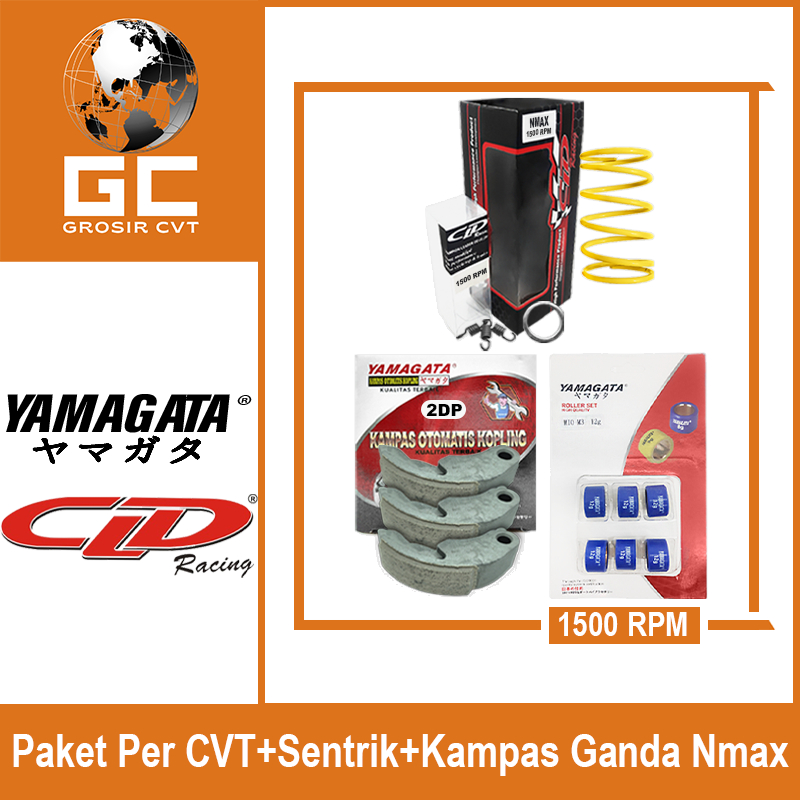 Paket Per CVT + Sentrik + Roller Kampas ganda Yamaha Mio Nmax Aerox Soul GT Fazzio Lexi X Ride Fino Freego CLD YAMAGATA 1000/1500 RPM