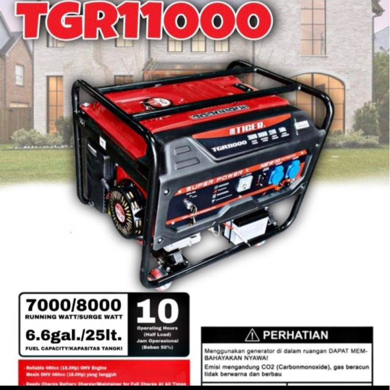 GENSET TIGER TGR 11000 8000 WATT GENERATOR LISTRIK BENSIN 10 KVA