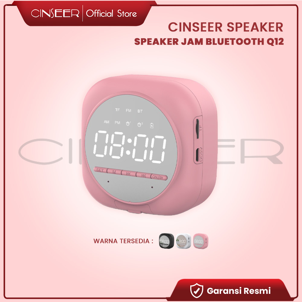 CINSEER speaker jam bluetooth / mode micro SD dengan fitur alarm dan radio kode Q12 dengan 3 pilihan warna