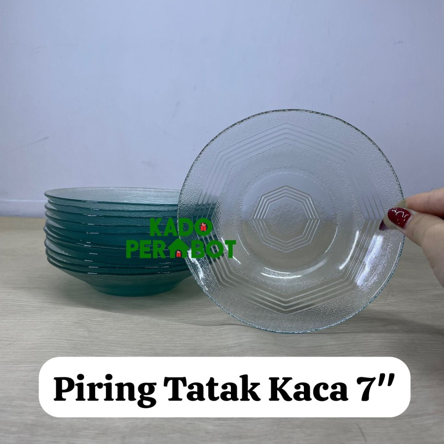 piring kaca soklin 7inch - piring tatak kaca - piring kaca lauk