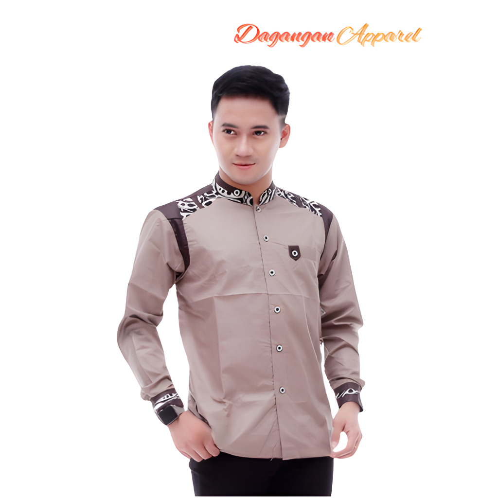 Special Edition Baju Koko Warna Cokelat Lengan Panjang / Kemeja Koko Pria Dewasa Warna Coksu Kekinia