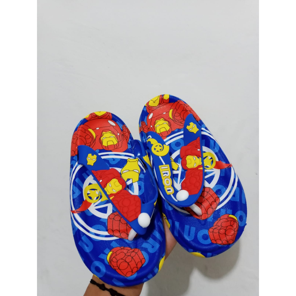 sandal jepit anak laki-laki merk original brand import cina 2203-3 K&amp;T - Bahan karet karakter iron man Termurah