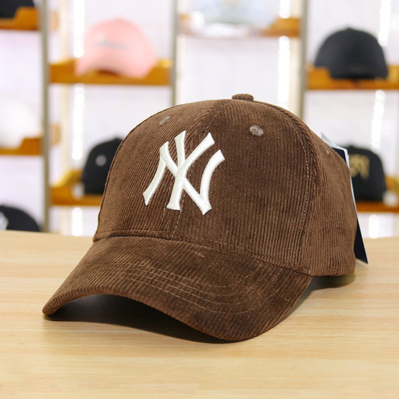 Topi Corduroy NY Brown Coklat Major League Baseball MLB Korea Premium Branded IMPORT