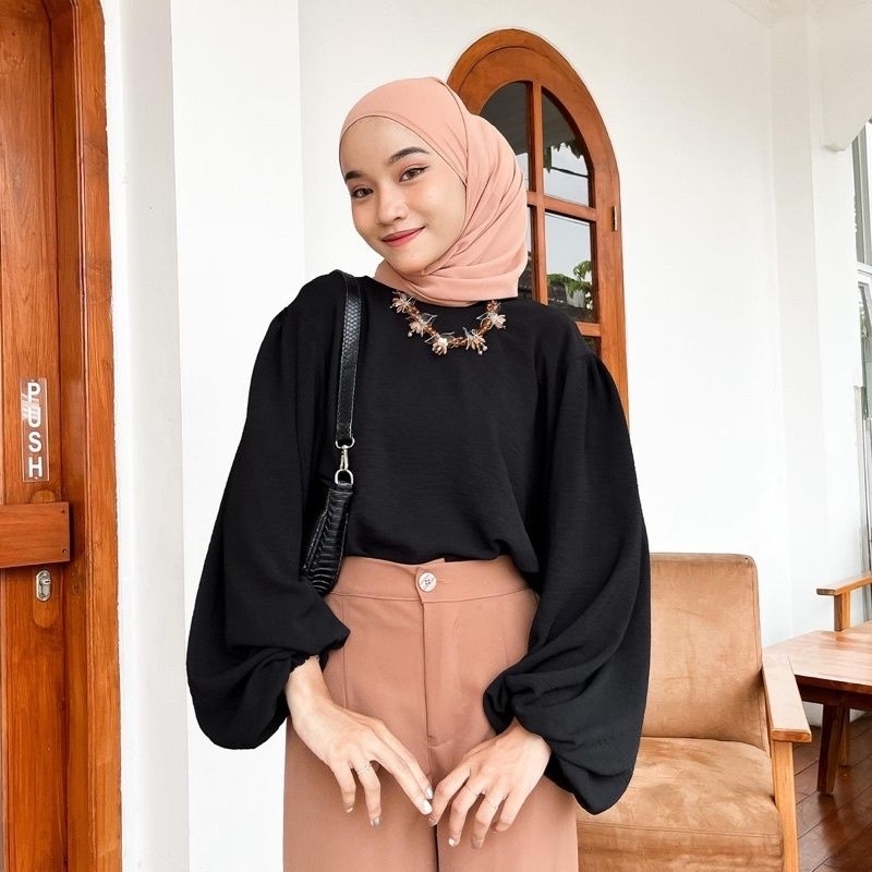 MISHA BLOUSE CRINCLE WANITA | BLOUSE BALON WANITA | ATASAN WANITA