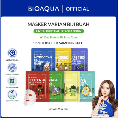 BIOAQUA Sheet Mask Masker Wajah Biji Buah Face Mask 25 Ml