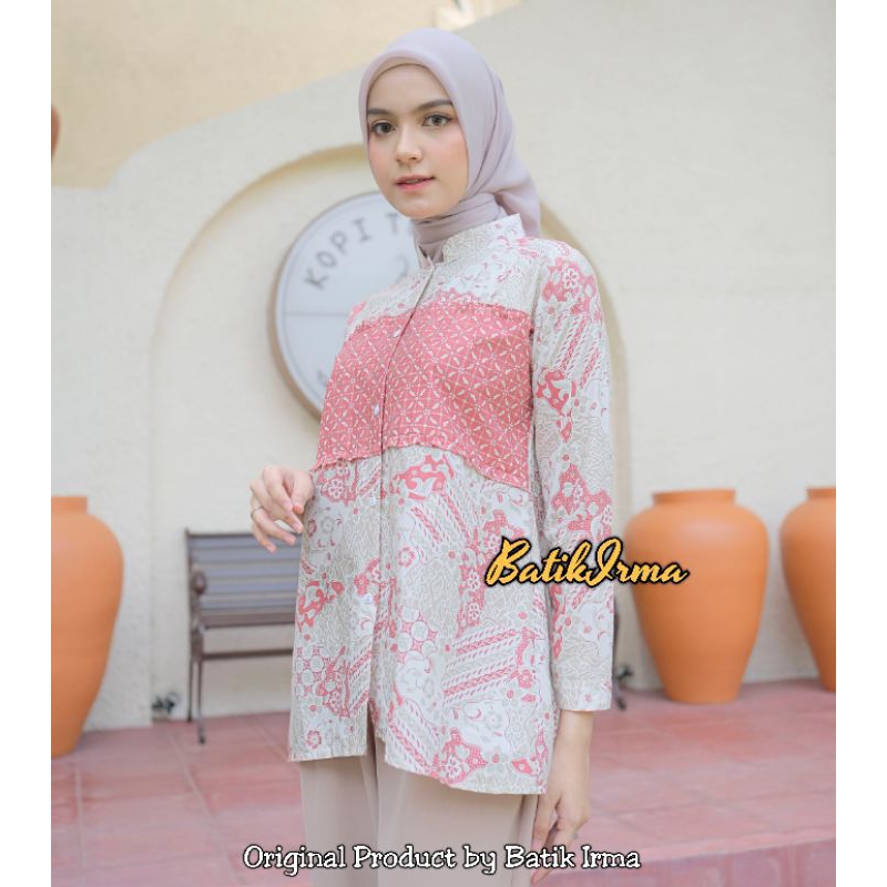 Atasan Batik Wanita Kancing Depan Blouse Batik Lengan Panjang Blouse Batk Ziriya Batik Irma