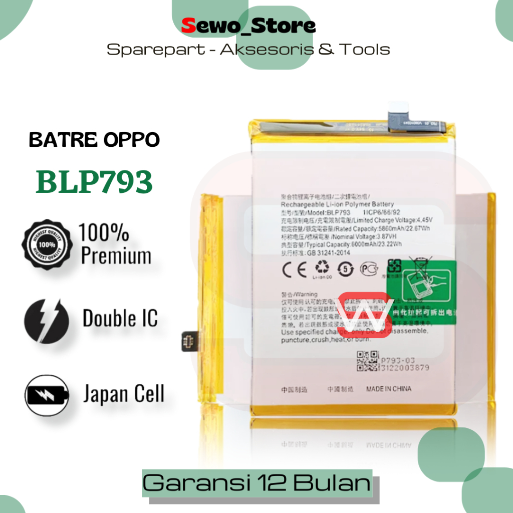 BATRE OPPO C11 / BATTERY OPPO C12 / BATERAI C15 BLP793 BATT ORIGINAL COMPLETE