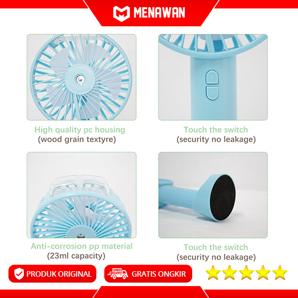 Kipas Angin Mini Multi Fungsi Pelembab Udara Baterai isi Ulang Mini Travel Fan Nano Mist Humidifier F168