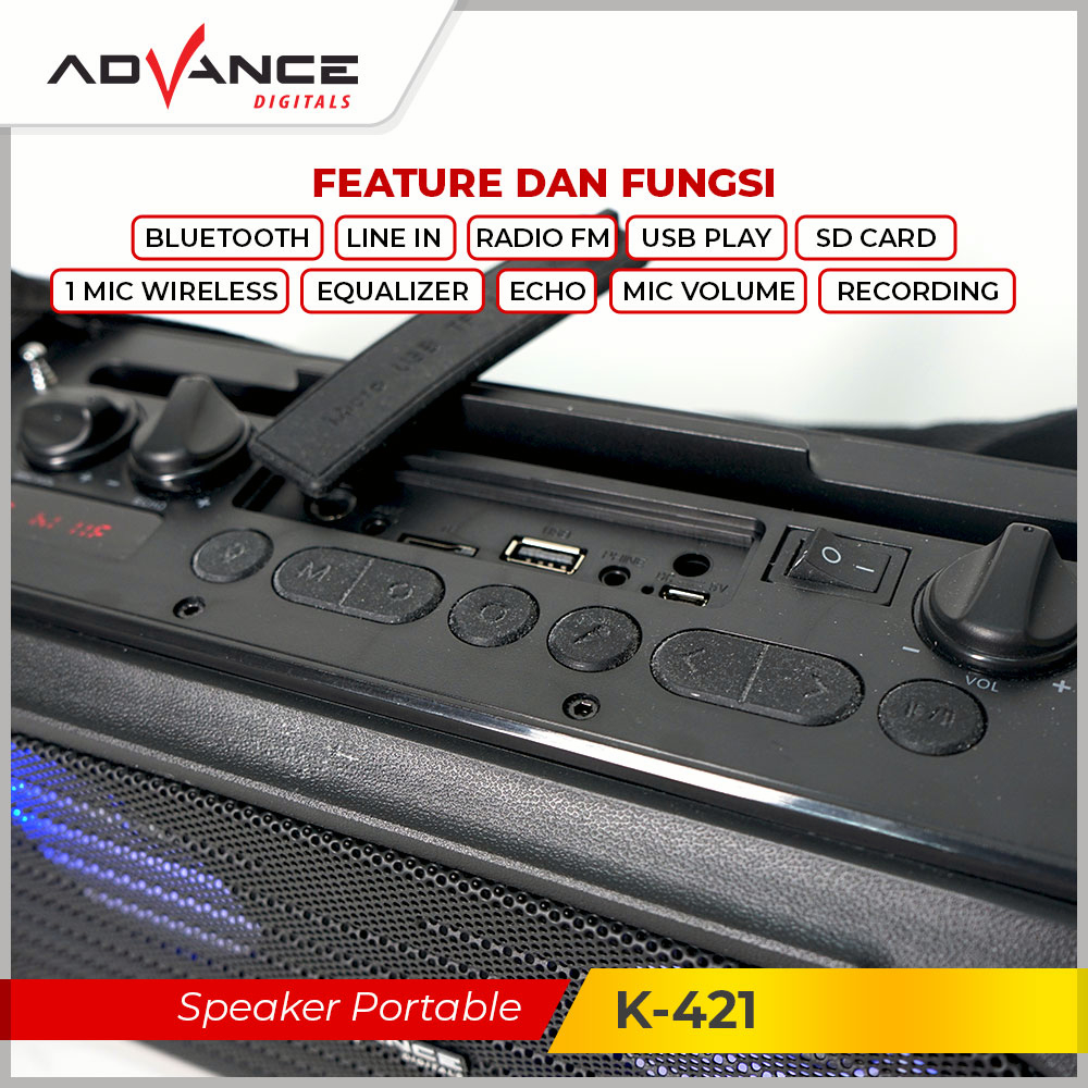 Advance Speaker BLUETOOTH K421 + FREE MIC Garansi 1 Tahun