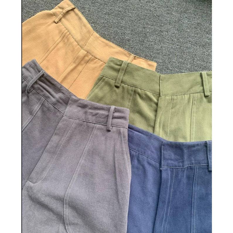 Peach Poppy KARINA Contrast Stitch Short Premium Pants - Celana Pendek Denim Look Alike